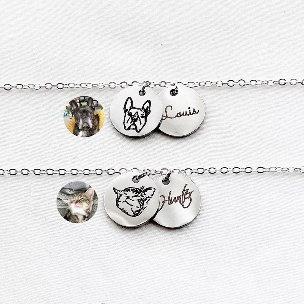 Bracelet portrait d'animal de compagnie - Or Rose