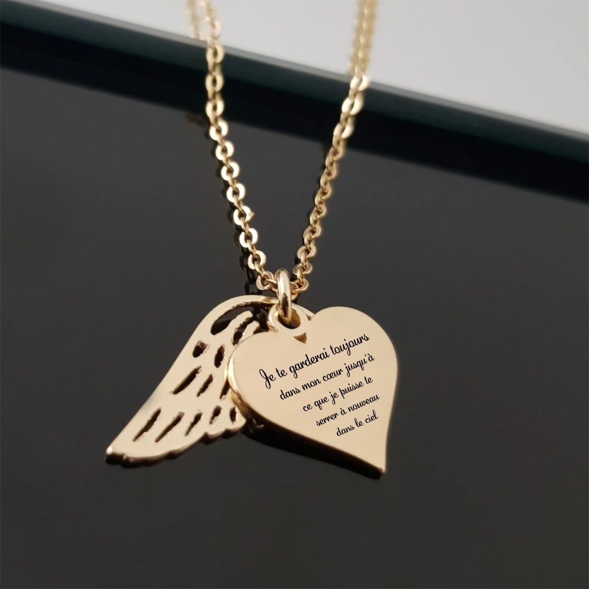 Un morceau de mon coeur - Collier ange coeur - Or Rose