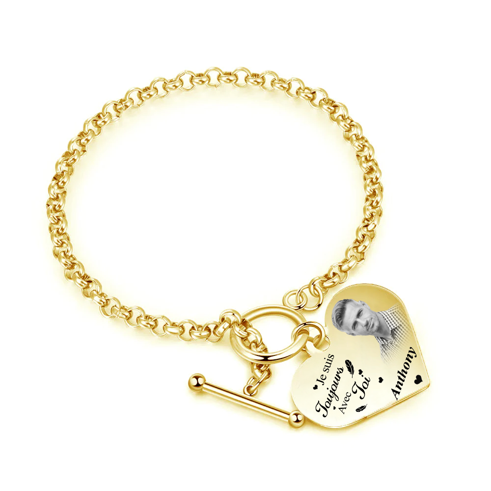 Je Suis Toujours Avec Toi - Bracelet Commémoratif - Or