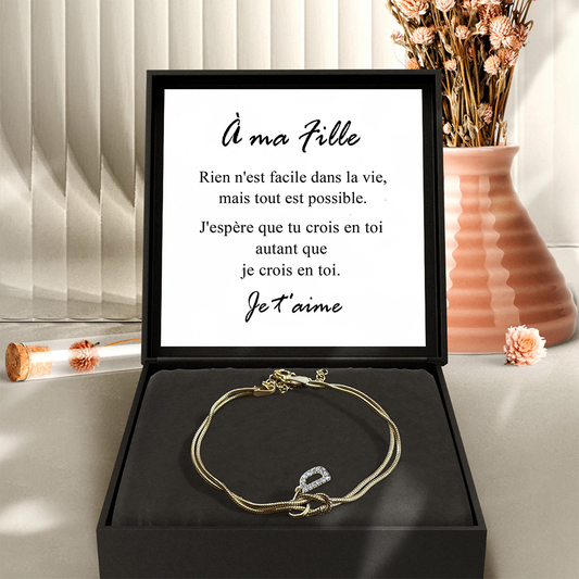 À ma Fille - Bracelet noeud d'amour - Or