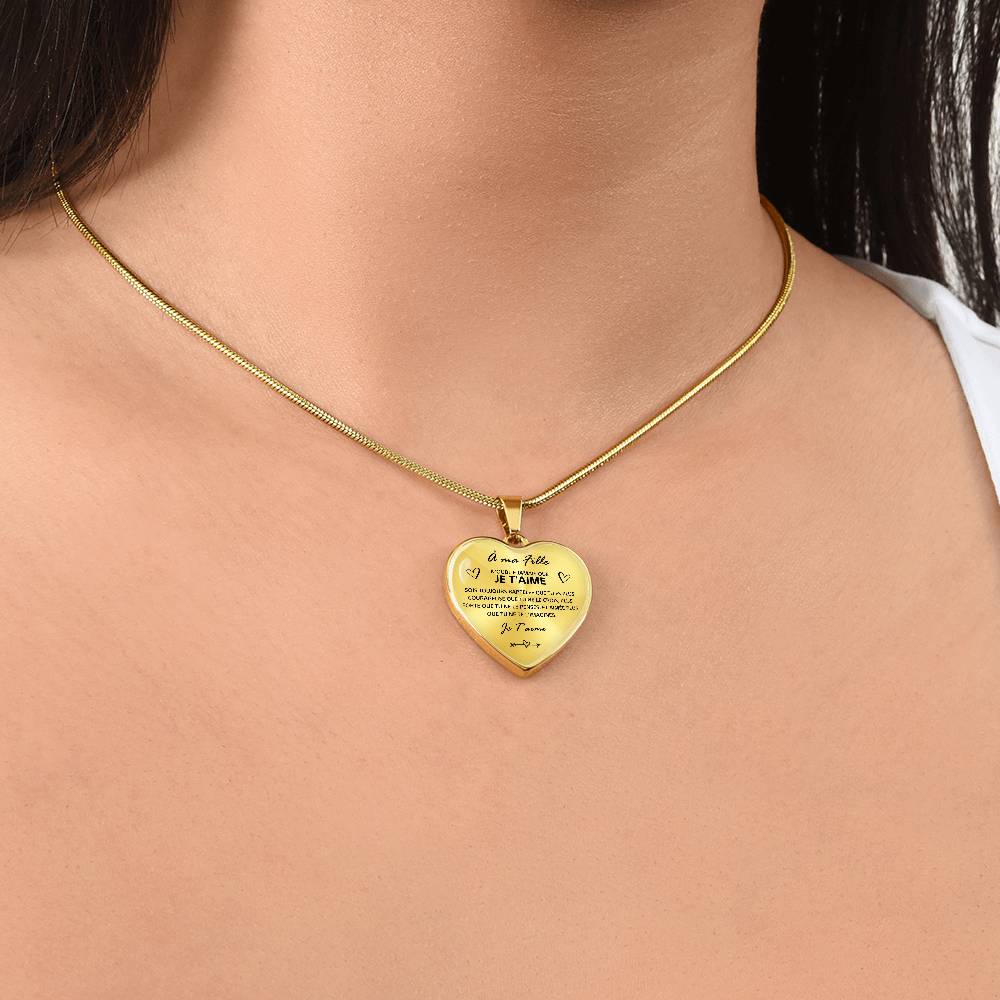 À ma Fille – « N’oublie jamais que je t’aime », collier cœur - Or