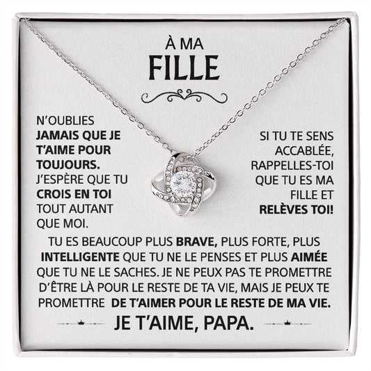 À ma Fille - Collier noeud d'amour, de papa
