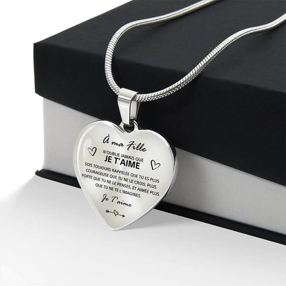 À ma Fille – « N’oublie jamais que je t’aime », collier cœur