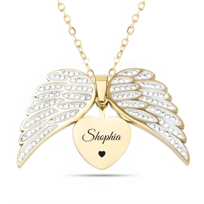 Je te garderai toujours dans mon cœur - Collier ange coeur - Or