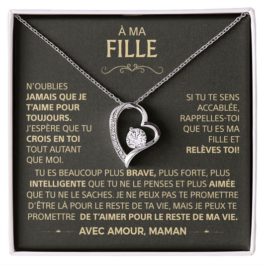À ma Fille - Je t'aime, ta maman - Collier cœur