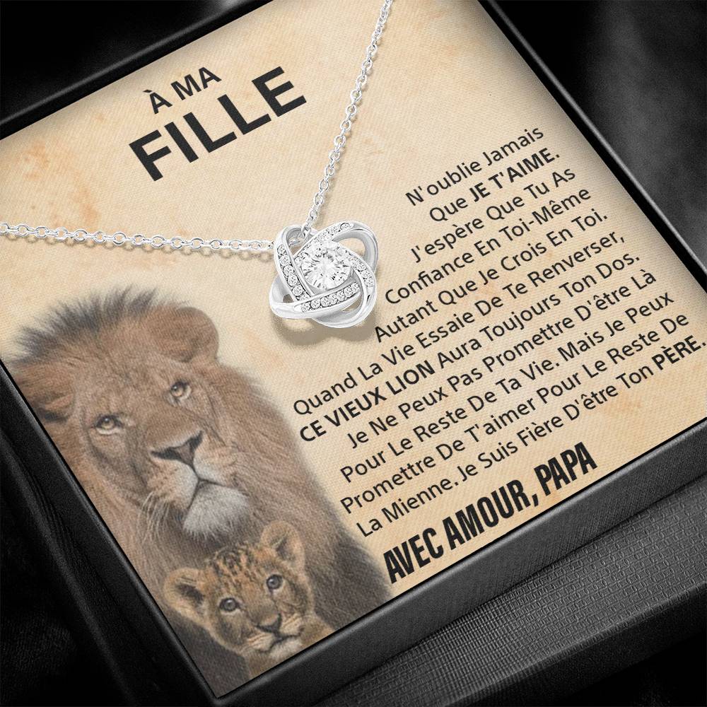 À ma Fille - N'oublie jamais - Collier noeud d'amour - Or