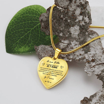 À ma Fille – « N’oublie jamais que je t’aime », collier cœur - Or