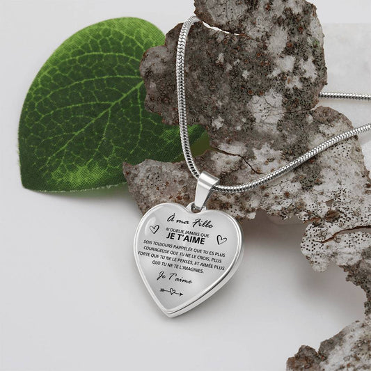 À ma Fille – « N’oublie jamais que je t’aime », collier cœur - Or