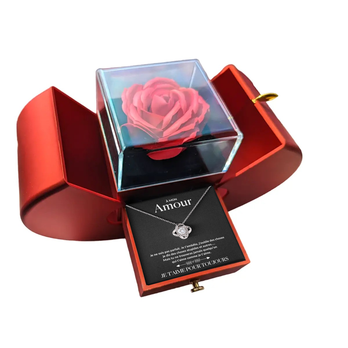 À mon Amour - Collier rose pour toujours - Or