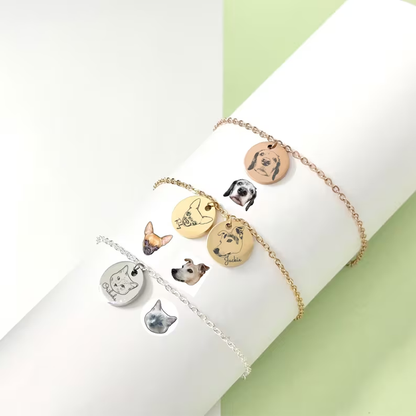Bracelet portrait d'animal de compagnie - Or Rose