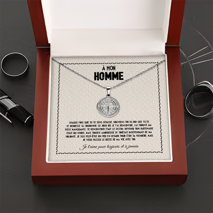 À mon Homme – « J’ai trouvé la pièce manquante » – Collier boussole - Or