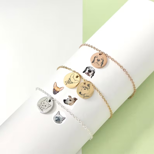 Bracelet portrait d'animal de compagnie - Or