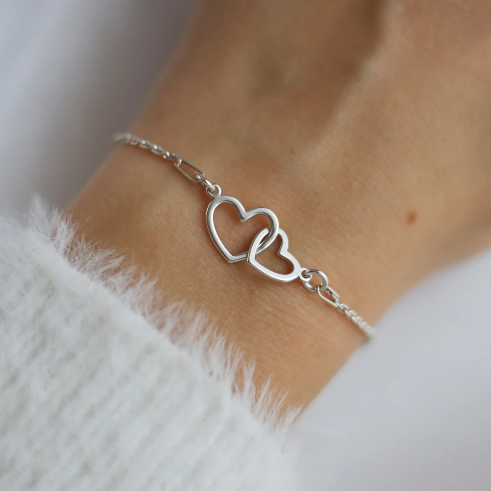 À ma Fille - Bracelet coeurs liés ensemble