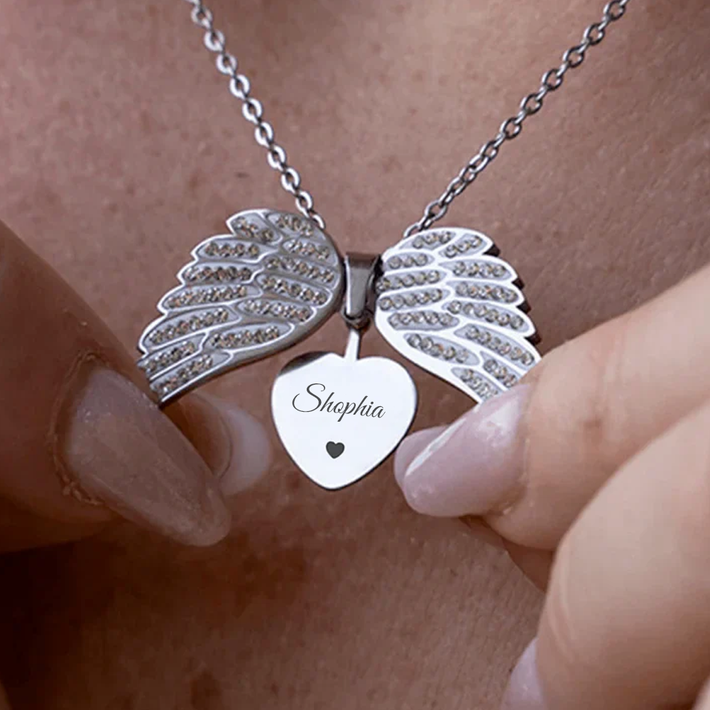Je te garderai toujours dans mon cœur - Collier ange coeur - Or