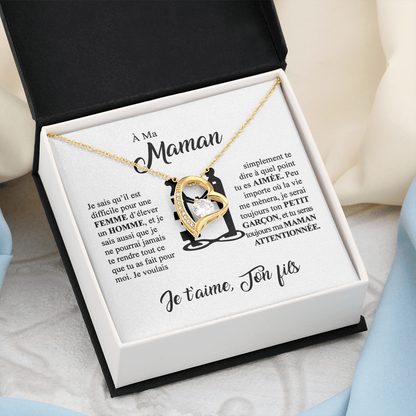 À ma Maman - Je t'aime - Collier cœur