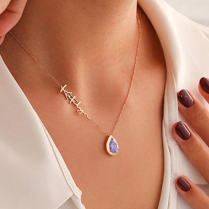Collier de pierres de naissance Luxus - Toujours dans mon cœur - Or Rose