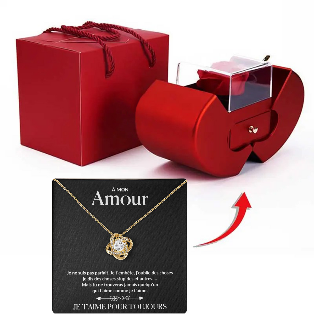 À mon Amour - Collier rose pour toujours - Or