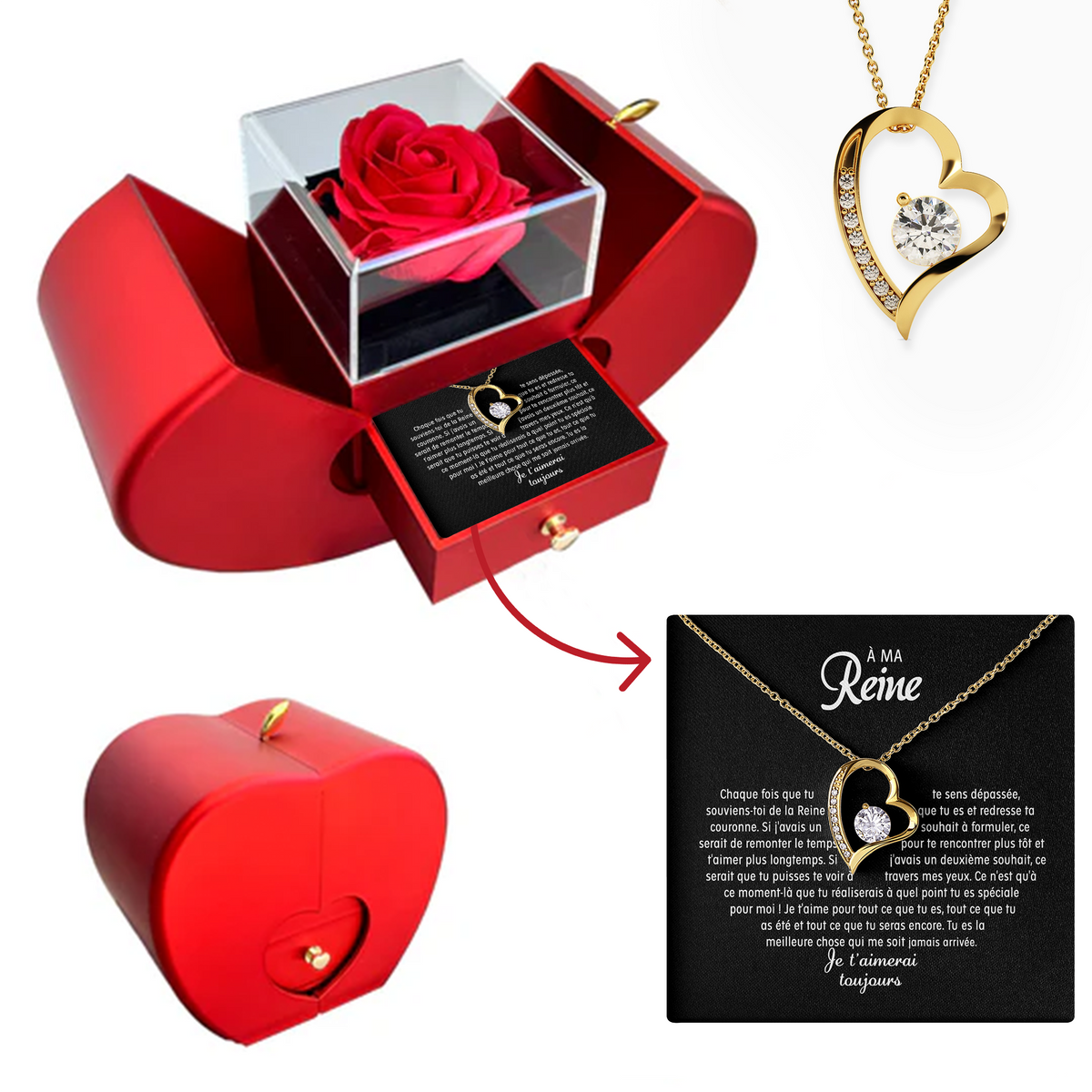 À ma Reine - Collier cœur éternel