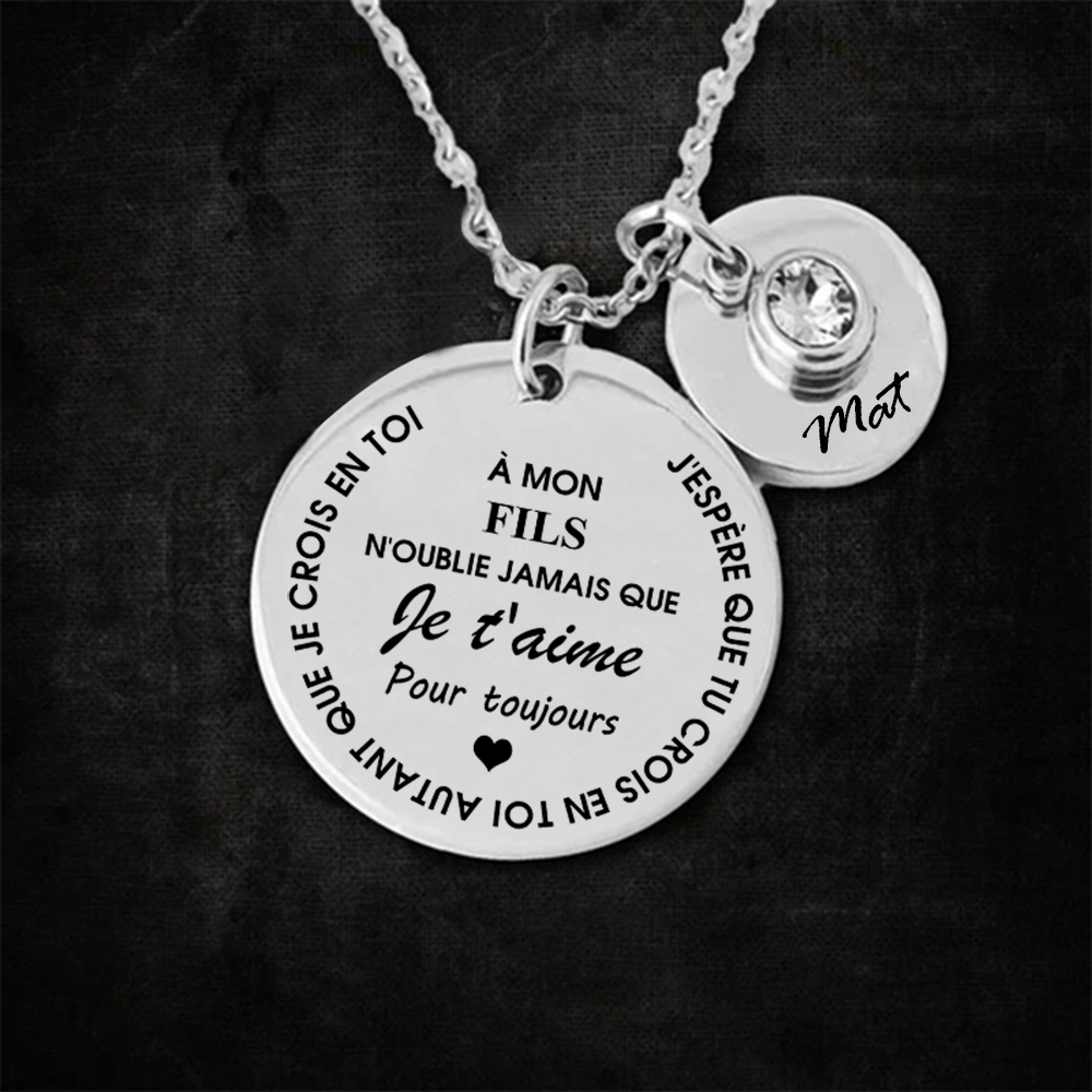 Collier familial - N'oublie jamais que je t'aime - Or Rose