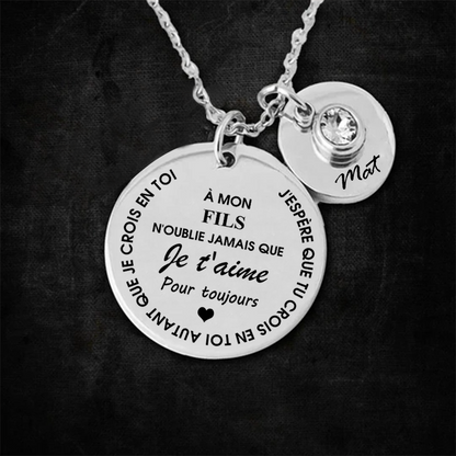 Collier familial - N'oublie jamais que je t'aime - Or Rose