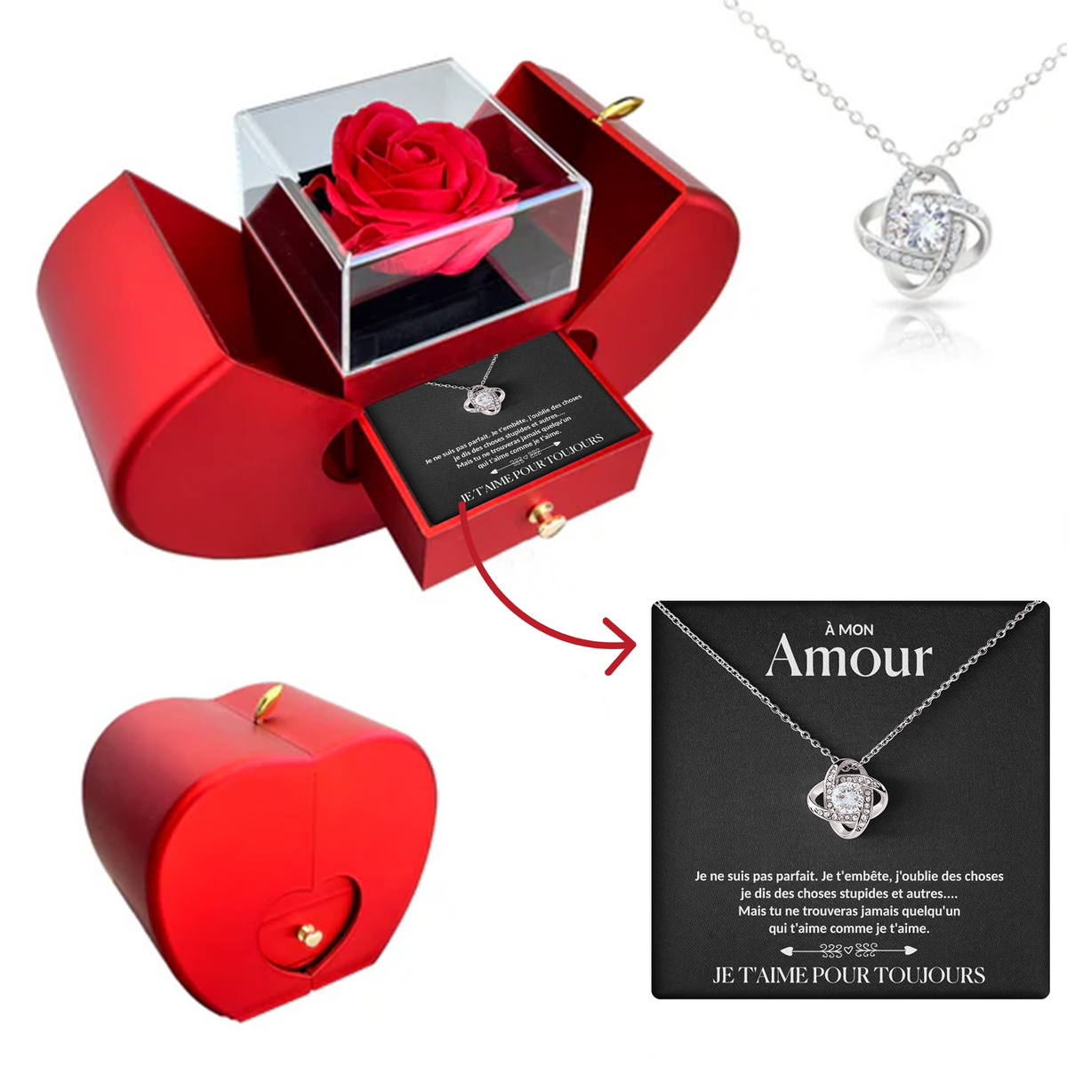 À mon Amour - Collier rose pour toujours - Or