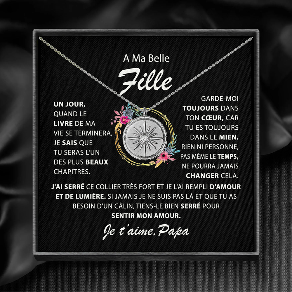 À ma Fille - Collier boussole d'amour - Or