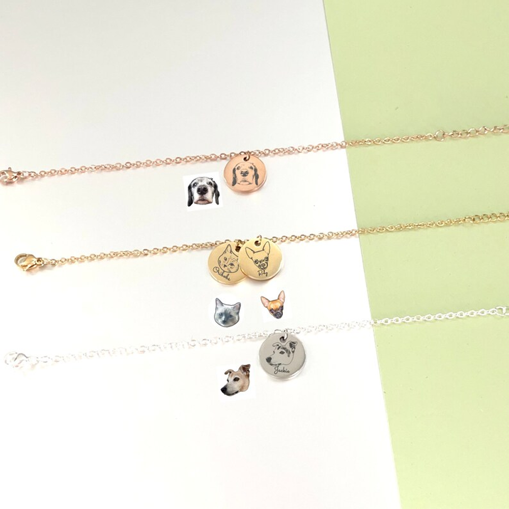 Bracelet portrait d'animal de compagnie - Or Rose