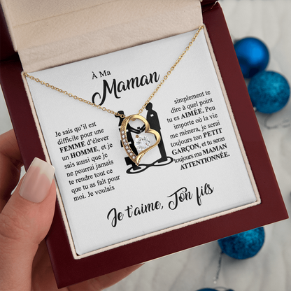 À ma Maman - Je t'aime - Collier cœur