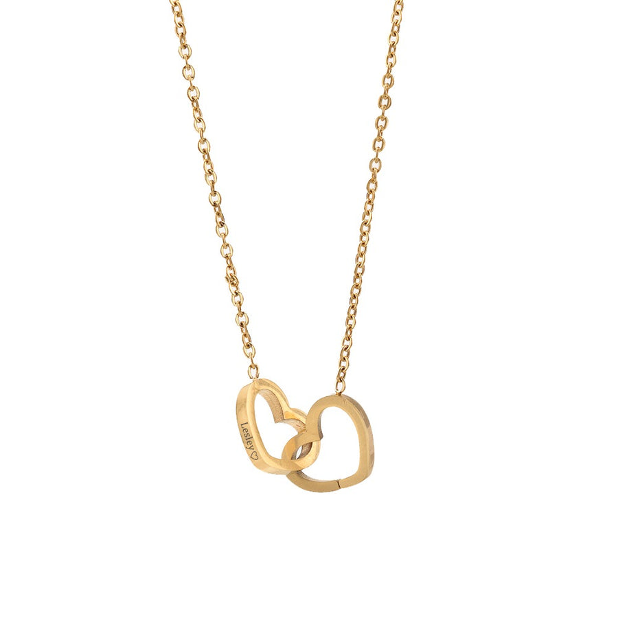 Collier gravé cœur entrelacé - Or