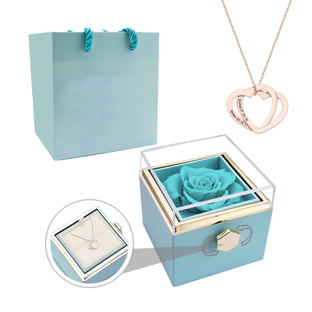Deux coeurs imbriqués - Collier personnalisé - Or Rose