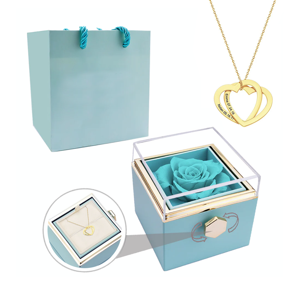 Deux coeurs imbriqués - Collier personnalisé - Or Rose