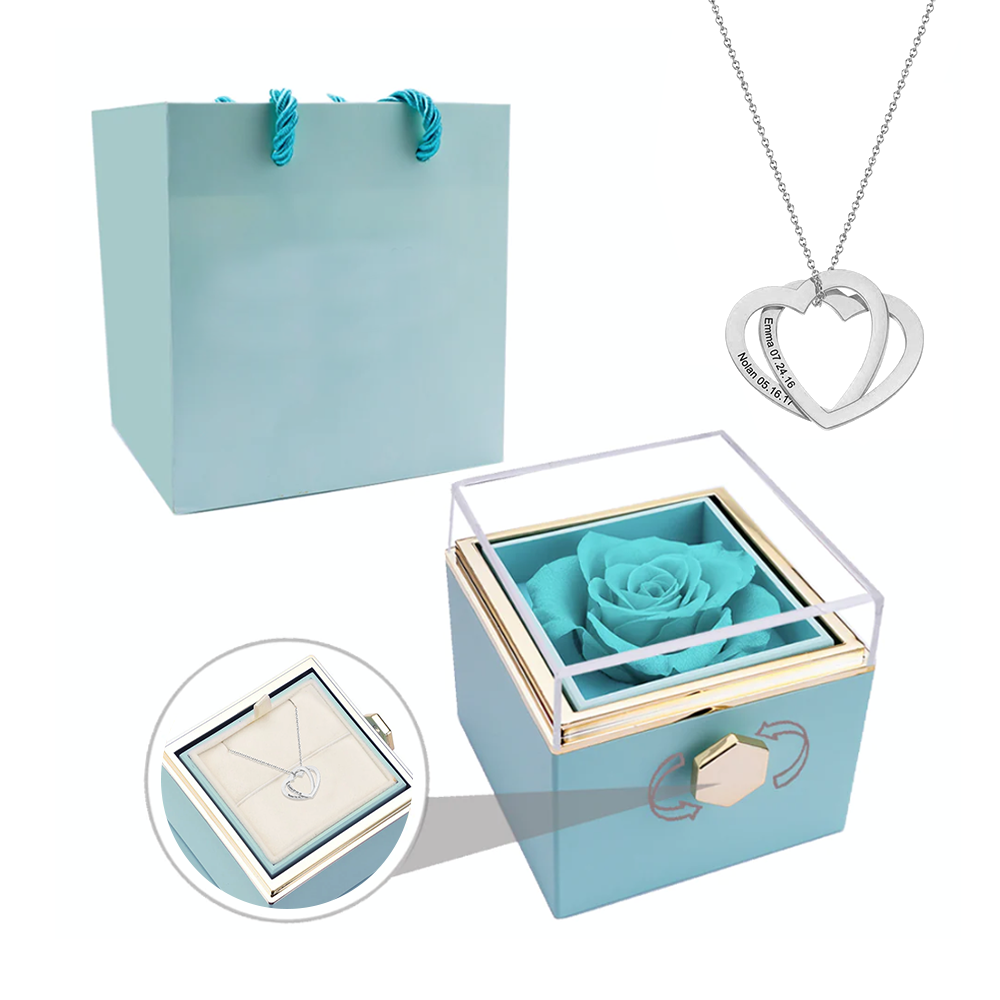 Deux coeurs imbriqués - Collier personnalisé - Or Rose