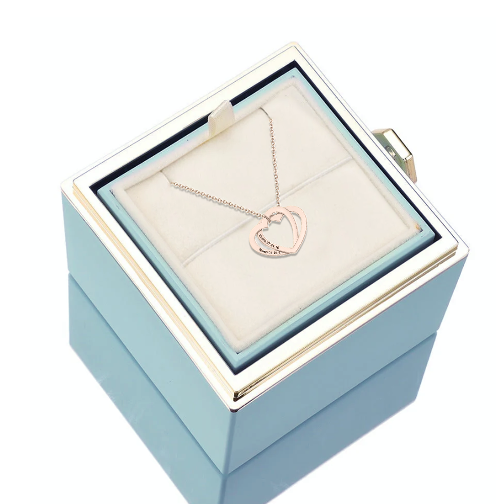 Deux coeurs imbriqués - Collier personnalisé - Or