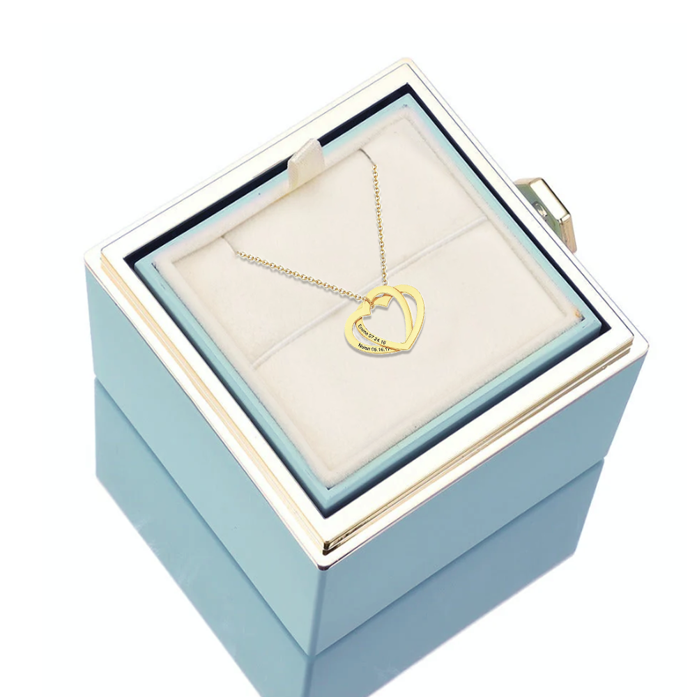 Deux coeurs imbriqués - Collier personnalisé - Or Rose