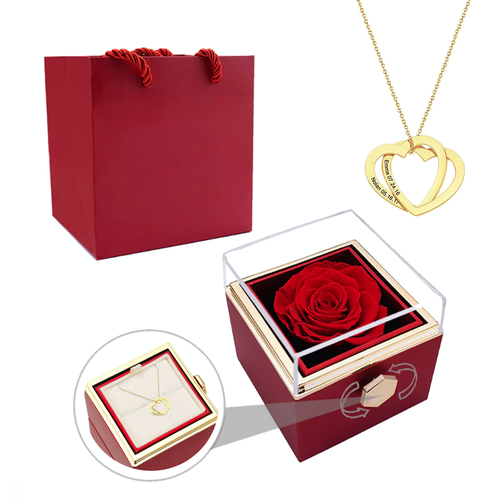Deux coeurs imbriqués - Collier personnalisé - Or Rose