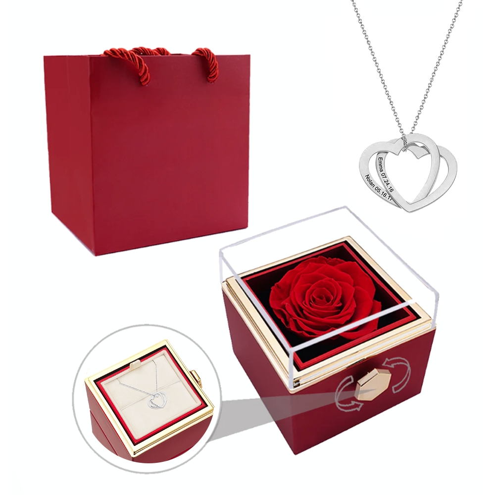 Deux coeurs imbriqués - Collier personnalisé - Or