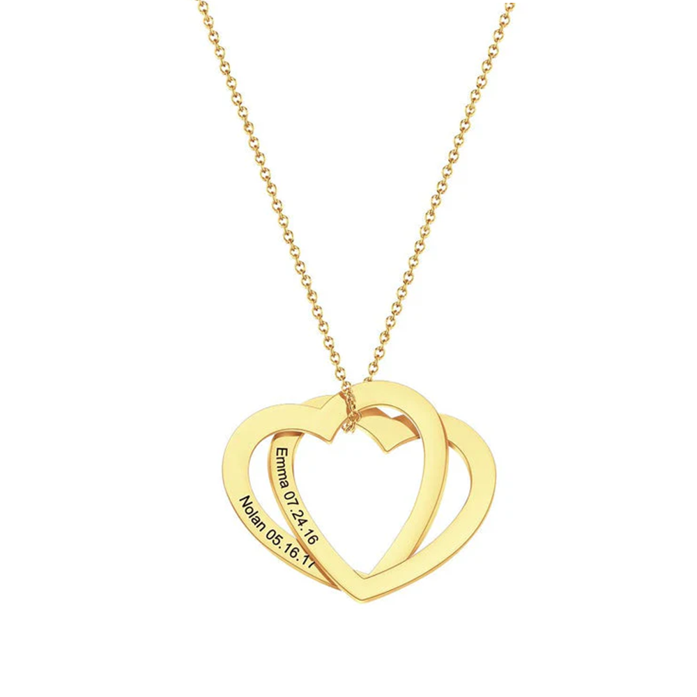Deux coeurs imbriqués - Collier personnalisé - Or