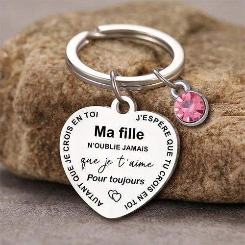 Porte-clés Famille Je t'aime - Pierre de Naissance Personnalisée