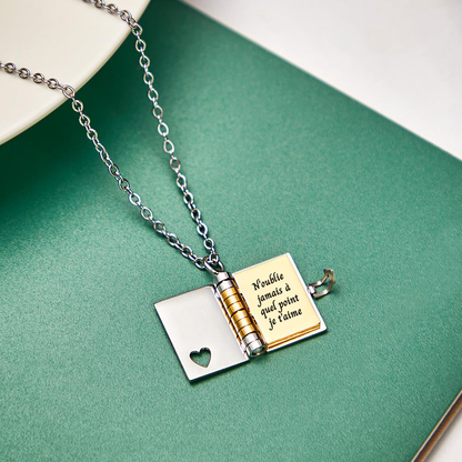 N'oublie jamais combien je t'aime - Collier livre - Or