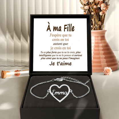 À ma Fille - Bracelet coeur - Or Rose