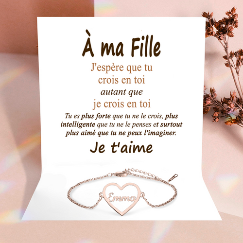À ma Fille - Bracelet coeur - Or Rose