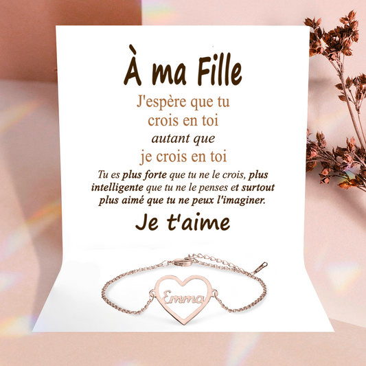À ma Fille - Bracelet coeur - Or Rose