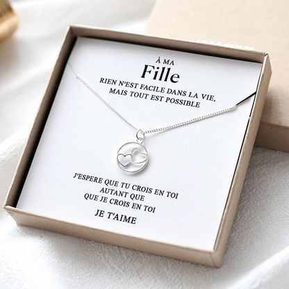 À ma Fille - Collier coeurs entrelacés