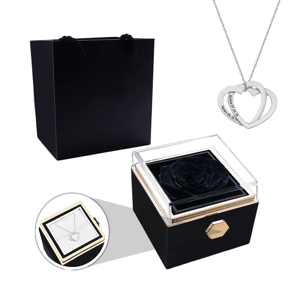 Deux coeurs imbriqués - Collier personnalisé - Or Rose
