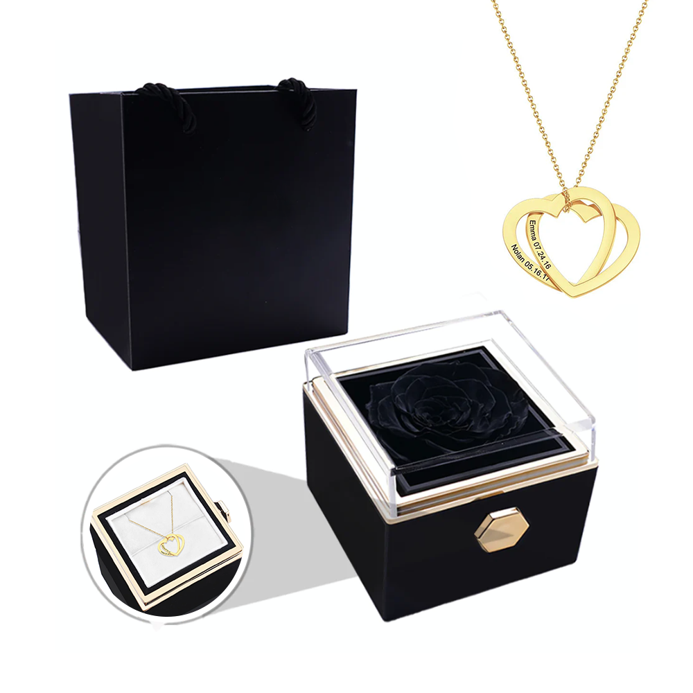 Deux coeurs imbriqués - Collier personnalisé - Or Rose