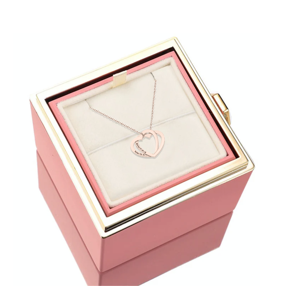 Deux coeurs imbriqués - Collier personnalisé - Or