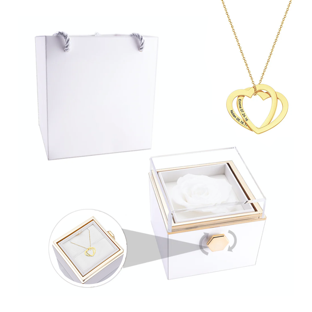 Deux coeurs imbriqués - Collier personnalisé - Or Rose