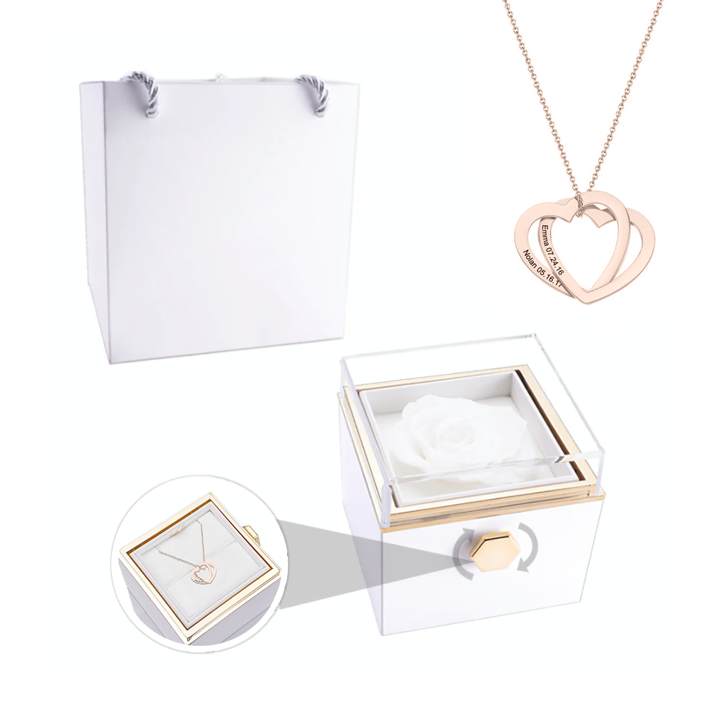 Deux coeurs imbriqués - Collier personnalisé - Or Rose