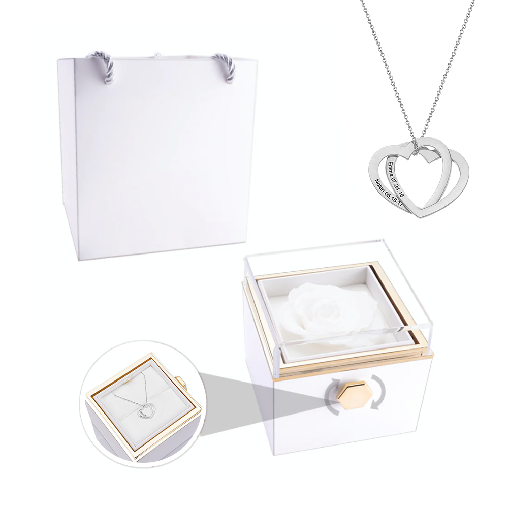 Deux coeurs imbriqués - Collier personnalisé - Or Rose