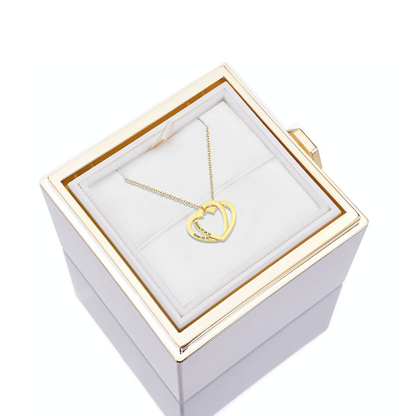 Deux coeurs imbriqués - Collier personnalisé - Or Rose